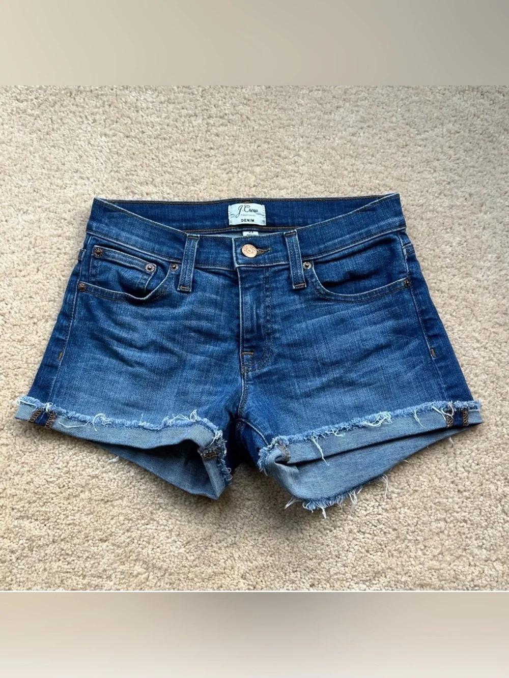 J. Crew Women’s Blue Denim Cuffed Shorts - Size 23 - EUC - Stretch